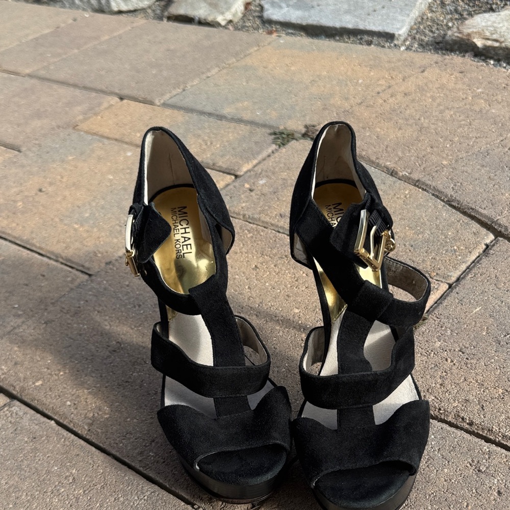 MICHAEL Michael Kors Black Strappy Platform Heels